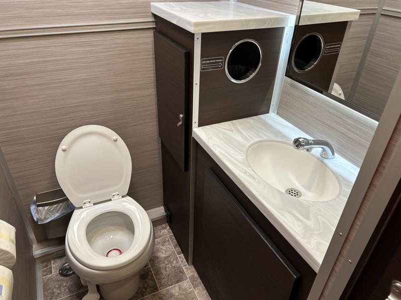 Long Term Restroom/Shower Trailer Rentals with Flushing Toilets, Hot & Cold Running Water