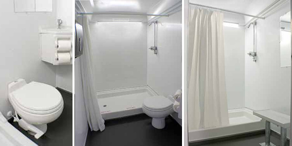 Wells Cargo Restroom & Shower Trailer Combo Unit for convenient sanitary services.