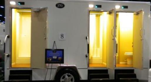 Temporary Bathroom/Shower Stall Trailer Rentals for home construction sites, renvation and remodeling of bathrooms and kitchens when the plumbing needs to be turned off.